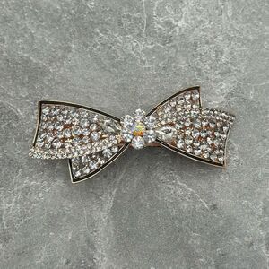 NWOT Rhinestone Bow Gold Barrette Hair Clip Hair Pin Accessory